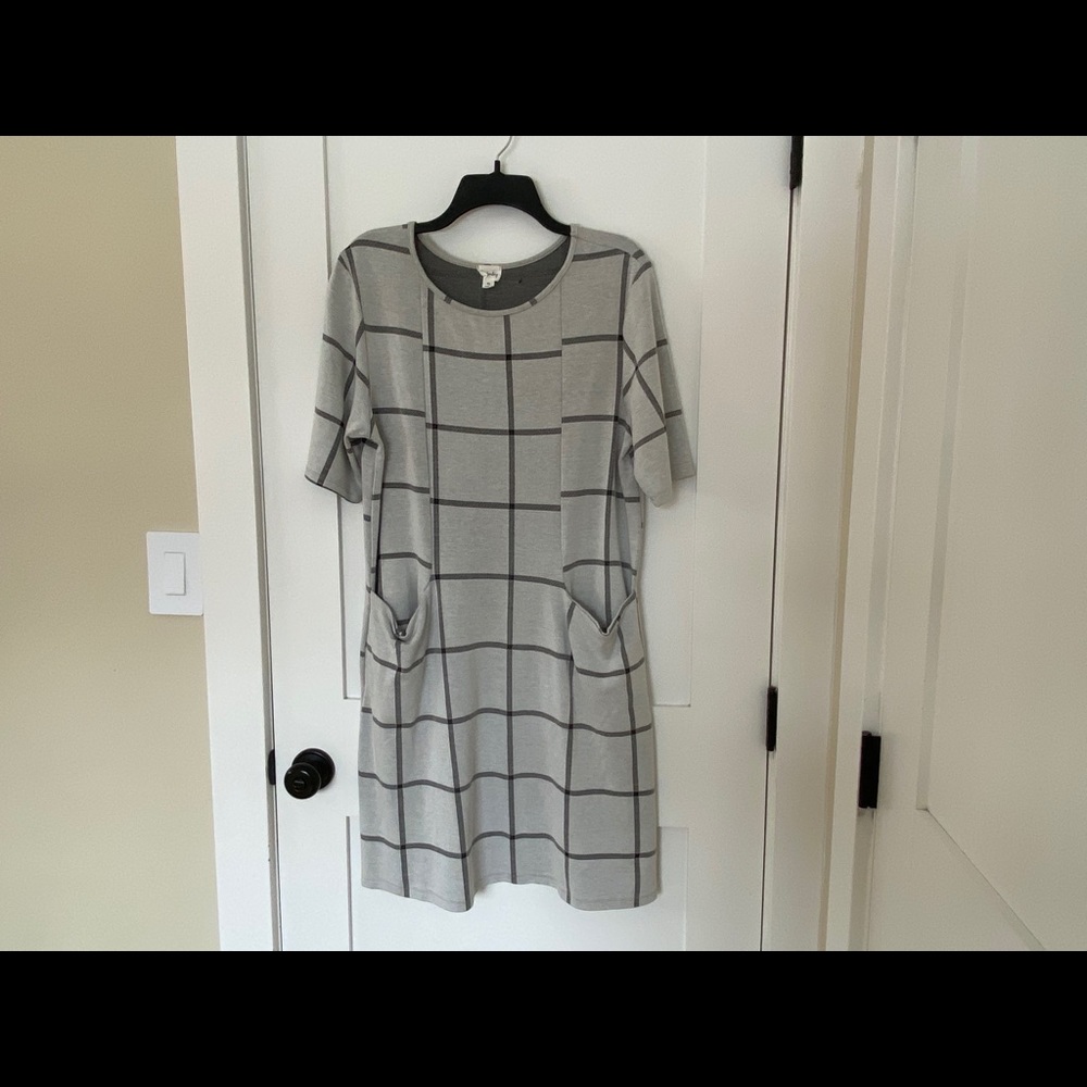 Emberley grey black plaid shift dress